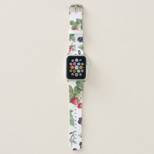 Watercolor Berries Illustration Seamless Pattern Apple Watch Band