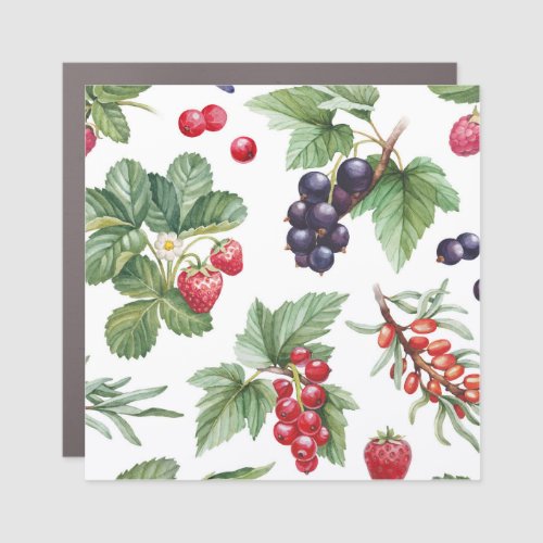 Watercolor Berries Illustration Seamless Pattern Car Magnet