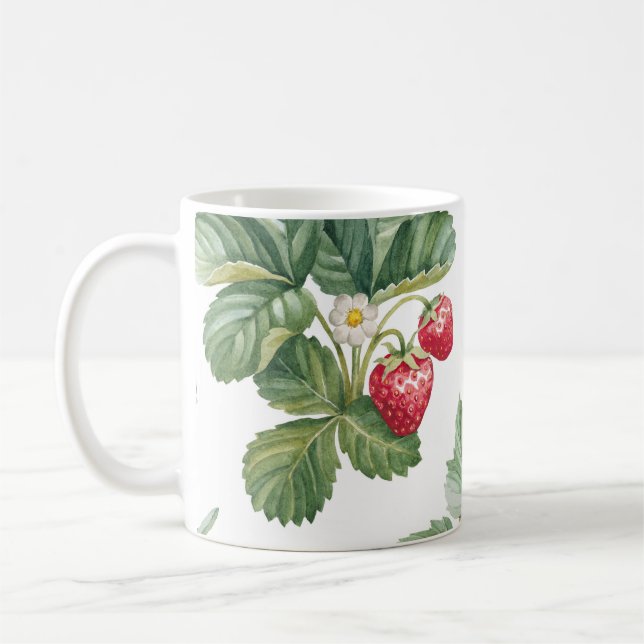 Watercolor Berries Illustration Seamless Pattern Coffee Mug (Left)
