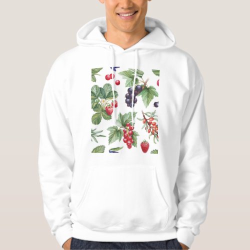 Watercolor Berries Illustration Seamless Pattern Hoodie