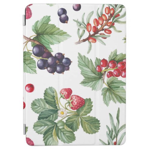 Watercolor Berries Illustration Seamless Pattern iPad Air Cover