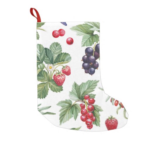 Watercolor Berries Illustration Seamless Pattern Small Christmas Stocking