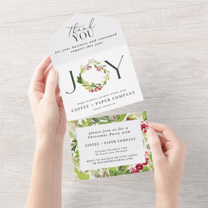 Watercolor Berries joy corporate All In One Invitation