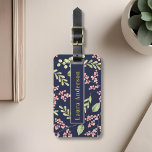 Watercolor Berries Personalized Name Luggage Tag<br><div class="desc">Custom-designed monogram luggage tag featuring personalized full name/monogram on an elegant watercolor pink red berries pattern on the front,  editable contact information on the back.

Personalized gift ideas. Gifts for her. Monogrammed gifts.</div>