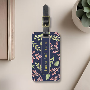 Watercolor Berries Personalized Name Luggage Tag