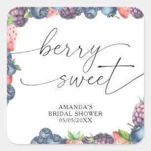 Watercolor berries - sweet berry text square sticker