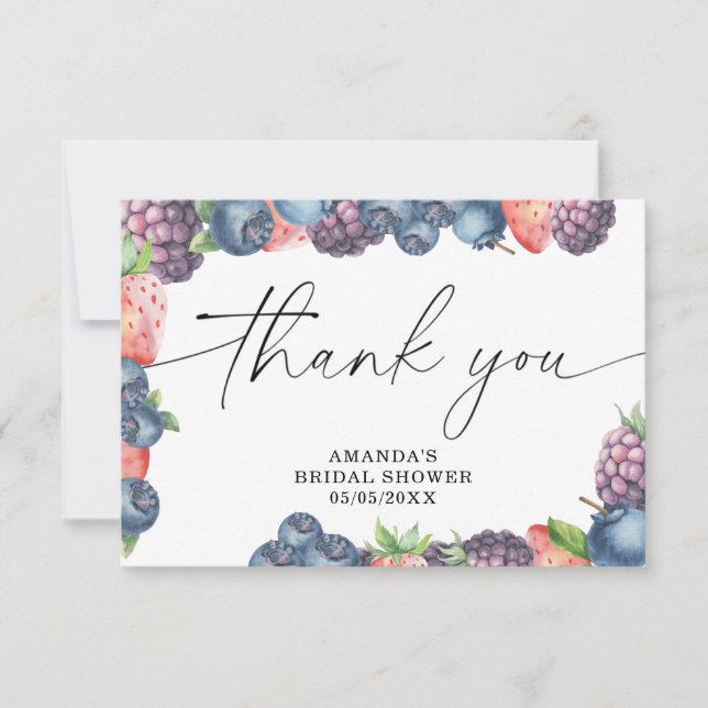 Watercolor berries - thank you card (Front)