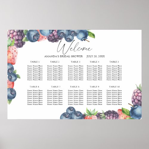 Watercolor Berries wedding seating chart