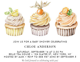 Watercolor Cupcake Invitations Zazzle Watercolor Cupcake Invitations Zazzle