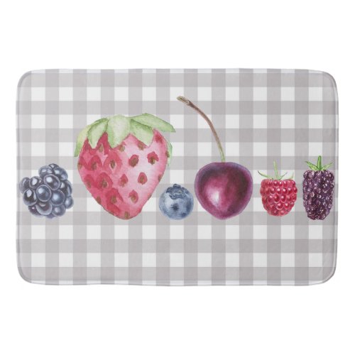 WATERCOLOR BERRY DESIGN BATH MAT