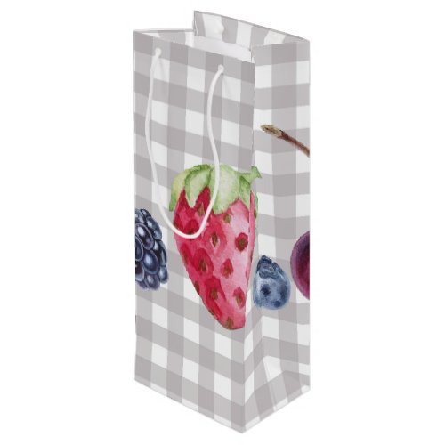 WATERCOLOR BERRY DESIGN WINE GIFT BAG