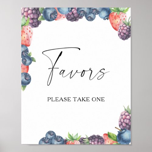 Watercolor berry _ favors please take one poster