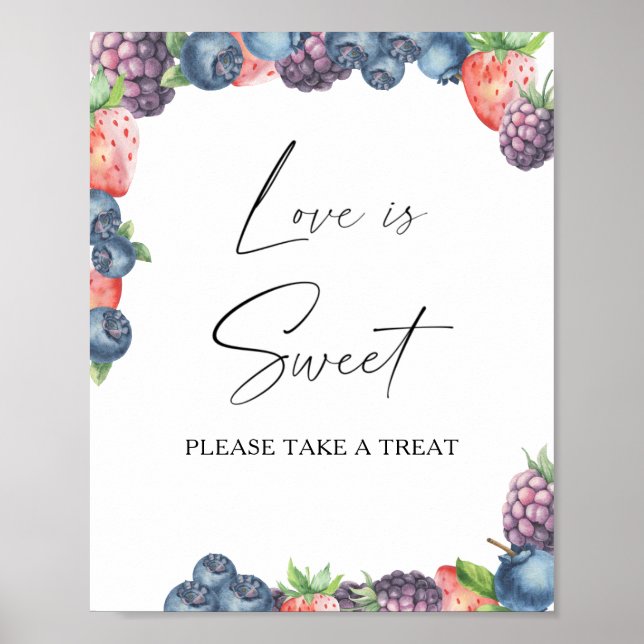 Watercolor berry - love is sweet take a treat poster (Front)