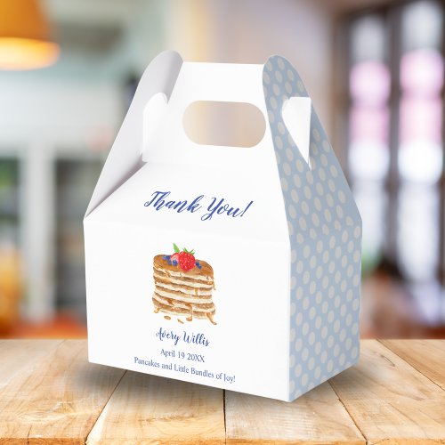 Watercolor Berry Pancake Blue Gingham Baby Shower Favor Boxes