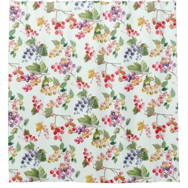 Watercolor Berry Shower Curtain (Front)