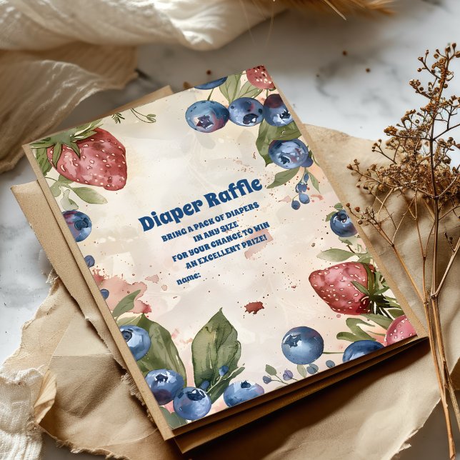 Watercolor Berry Sweet Baby Shower Diapper Raffle Enclosure Card (Creator Uploaded)