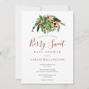 Watercolor Berry Sweet Baby Shower Invitation