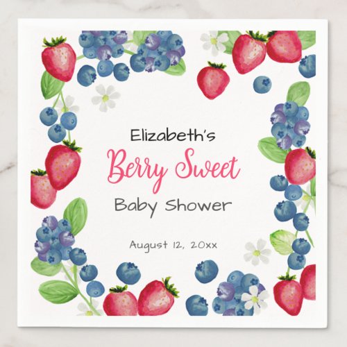 Watercolor Berry Sweet Baby Shower Napkins