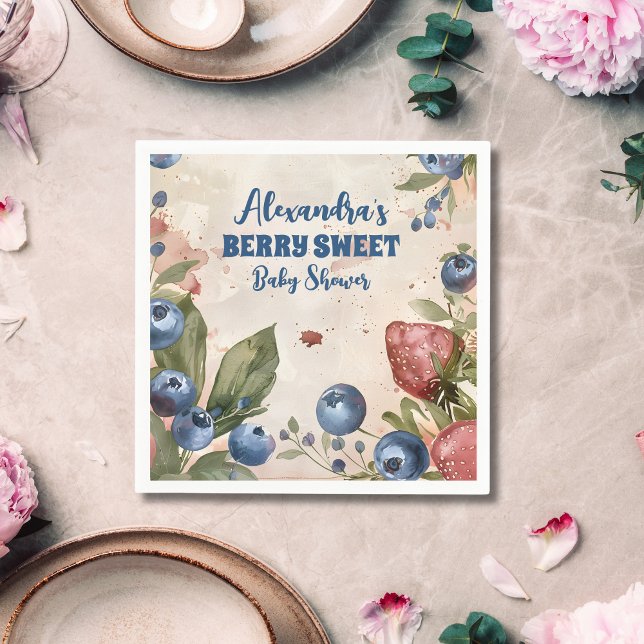 Watercolor Berry Sweet Baby Shower Napkins (Creator Uploaded)