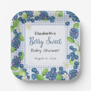 Watercolor Berry Sweet Blue Baby Shower Napkins Paper Plates