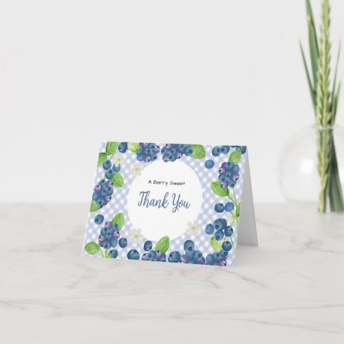 Watercolor Berry Sweet Blue Baby Shower Thank You Card