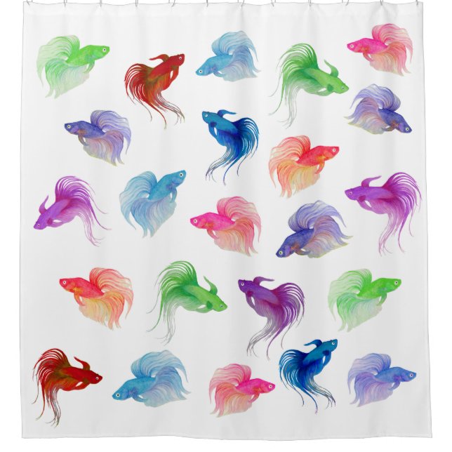 Watercolor Betta Fish Shower Curtain (Front)