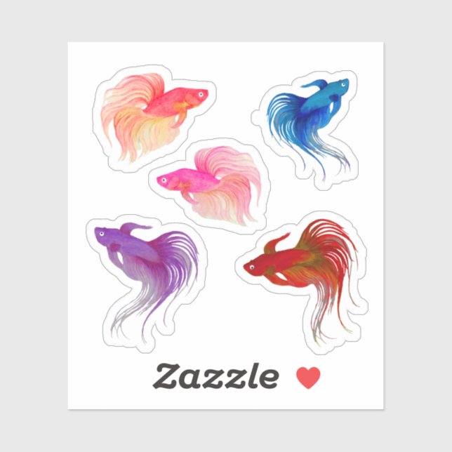 Watercolor Betta Fish Sticker (Sheet)