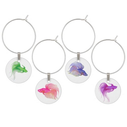 Watercolor Betta Fish Wine Charm