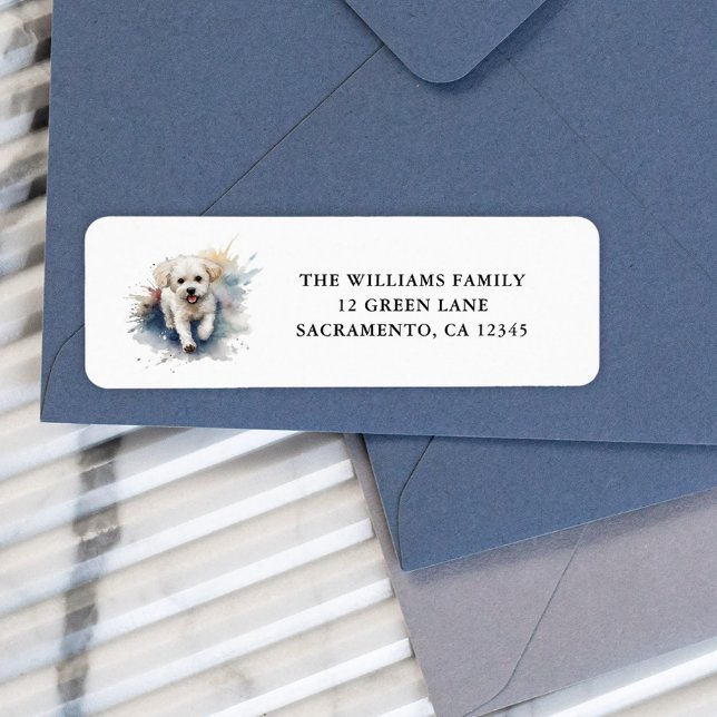 Watercolor Bichon Frise Family Label (Creator Uploaded)