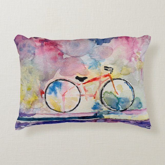 Watercolor Bicycle  Accent Pillow (Front)