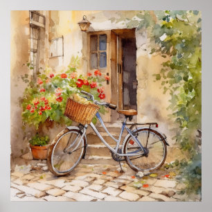 Watercolor Bicycle Art Poster