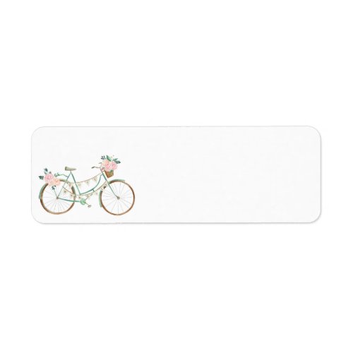 Watercolor Bicycle Just Married Wedding Label