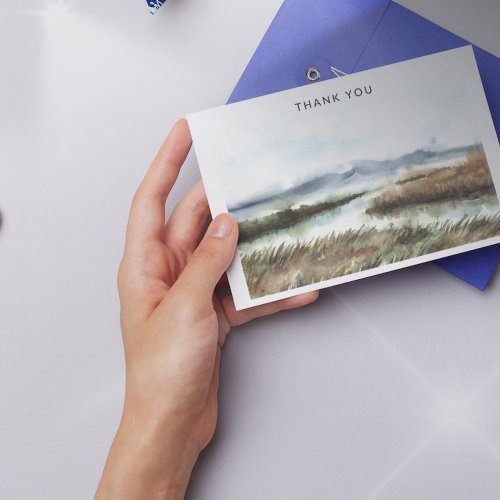 Watercolor Big Sky Mountains Sympathy Thank You  Note Card