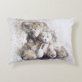 Watercolor Big & Small Teddy Bears  Accent Pillow