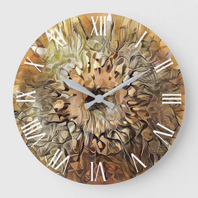 Watercolor Big Sun Sunflower Elegant Collection Large Clock (Front)