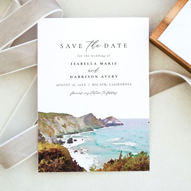 Watercolor Big Sur California Coast Save the Date Invitation (Creator Uploaded)