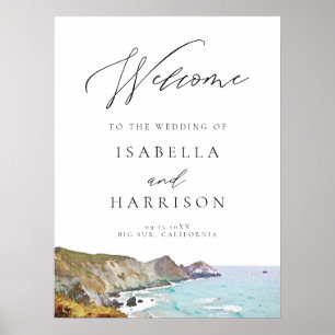 Watercolor Big Sur California Coast Welcome Sign