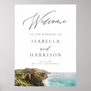 Watercolor Big Sur California Coast Welcome Sign