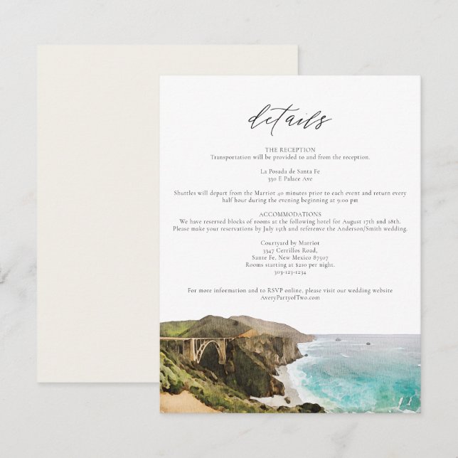 Watercolor Big Sur California Enclosure Card (Front/Back)