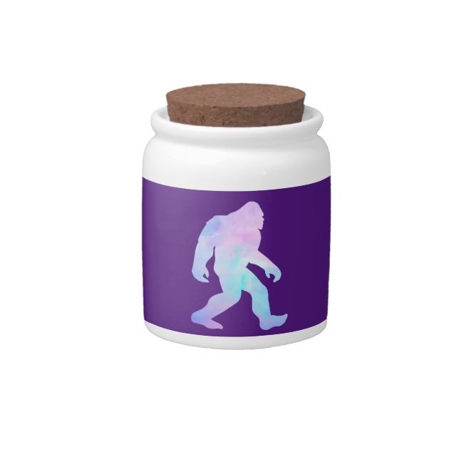 Watercolor Bigfoot Candy Jar (Front)