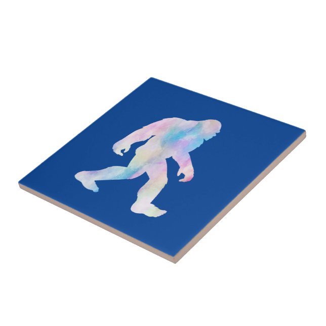 Watercolor Bigfoot        Ceramic Tile (Side)