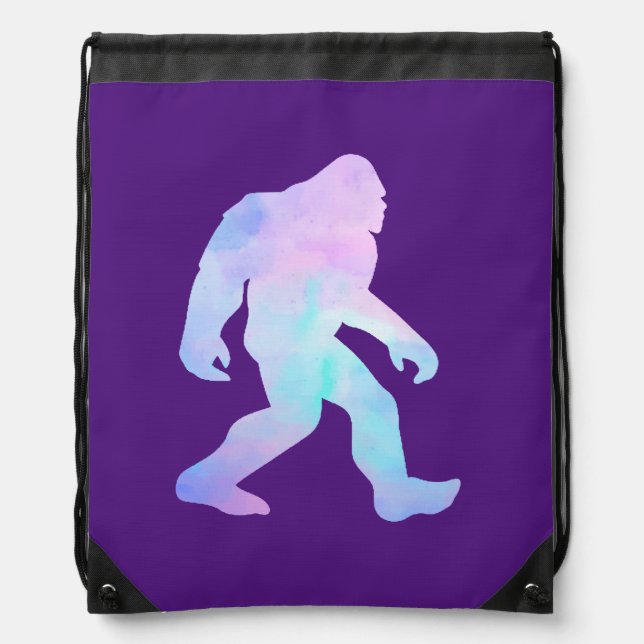 Watercolor Bigfoot Drawstring Bag (Front)