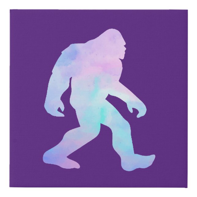 Watercolor Bigfoot       Faux Canvas Print (Front)