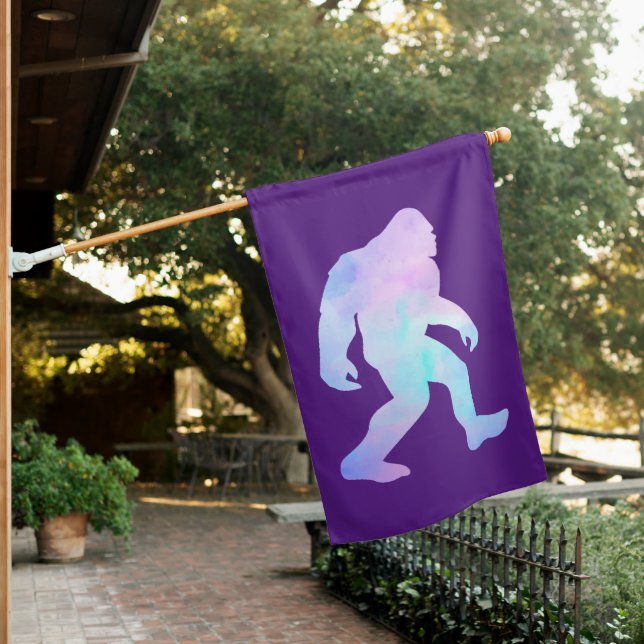 Watercolor Bigfoot    House Flag (In SItu)