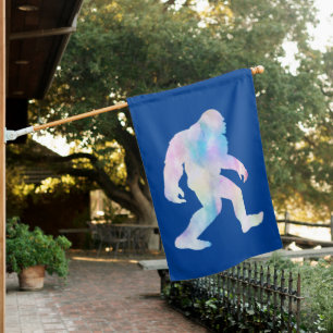 Watercolor Bigfoot House Flag