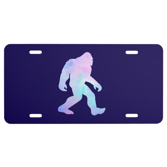 Watercolor Bigfoot License Plate (Front)