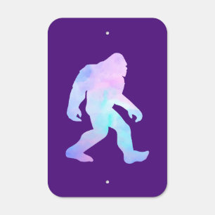 Watercolor Bigfoot Metal Sign