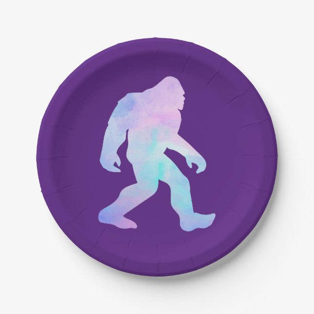 Watercolor Bigfoot    Paper Plates (Front)