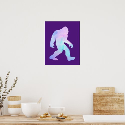 Watercolor Bigfoot    Poster