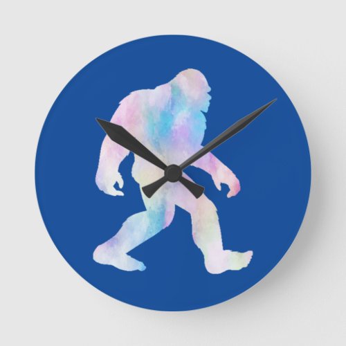 Watercolor Bigfoot       Round Clock